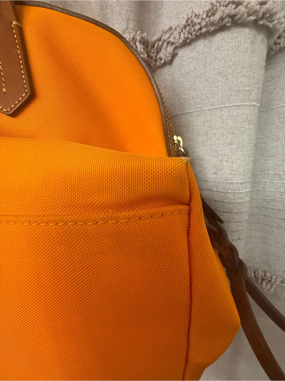 Dooney & Bourke Orange Nylon Shoulder Bag w/Braided Leather Handles w/Dust Bag